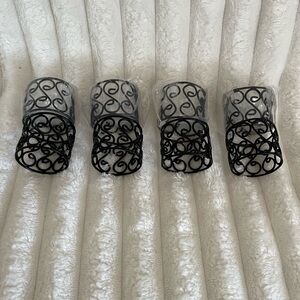 Napkin Holders~  Set of 8 Black Scroll Napkin Rings